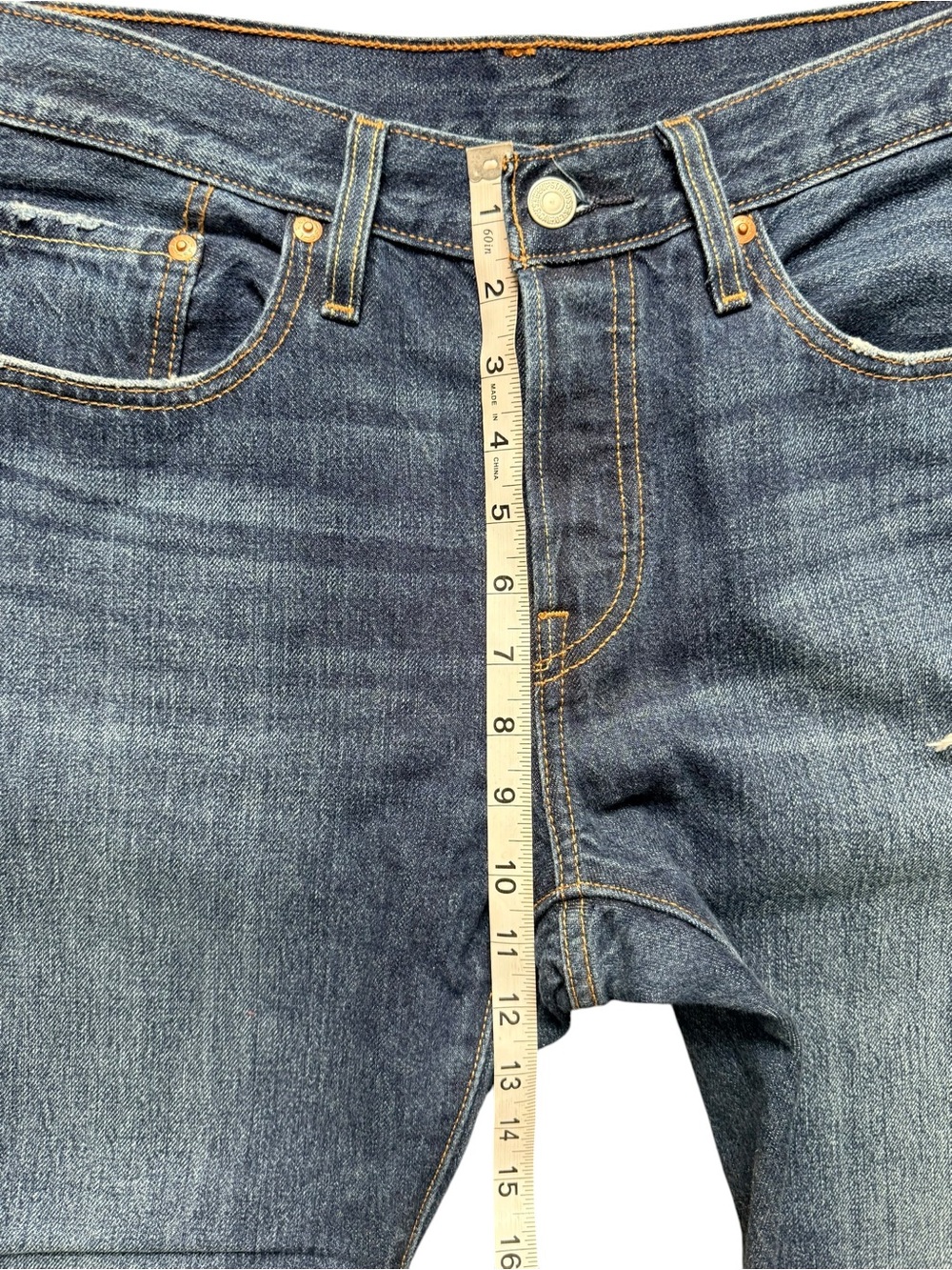 Levi’s 501T Tapered Distressed Button Fly Jeans Blue 34W 28L - Picture 8 of 11